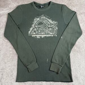 Green Vintage Adio Footwear Long Sleeve Thermal Shirt Size S Skate Skateboarding